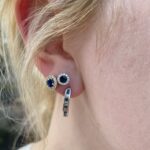 White Gold Sapphire Hoop Earrings