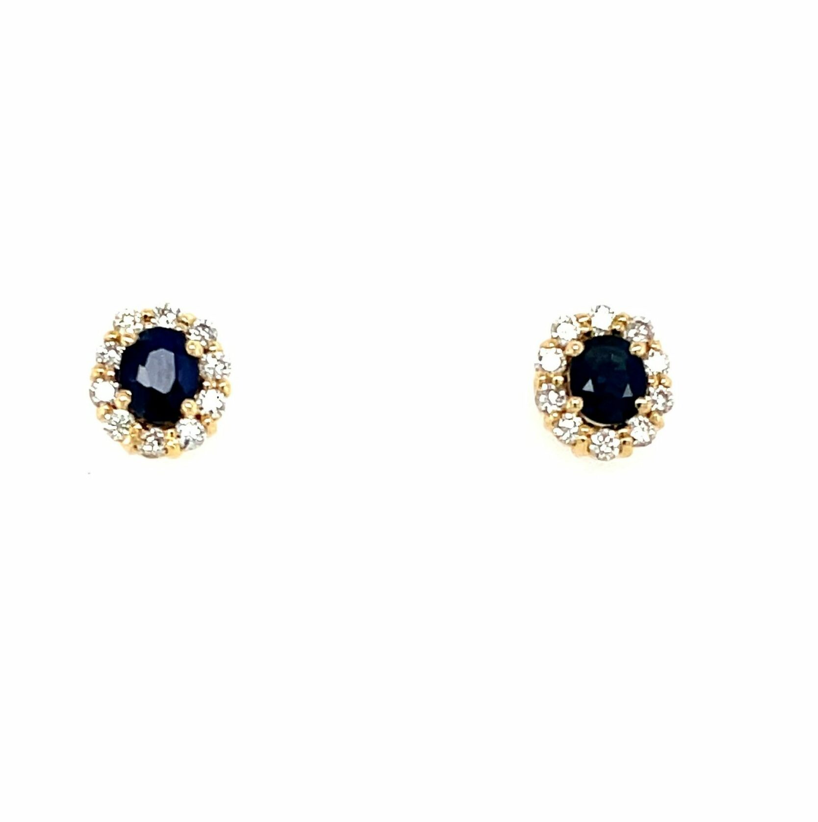 Yellow Gold Sapphire and Diamond Halo Studs