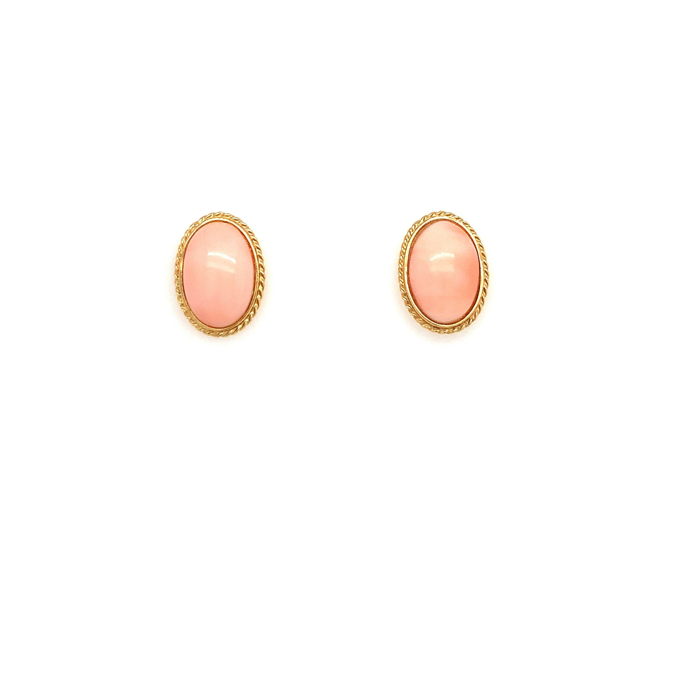 Yellow Gold Coral Earrings