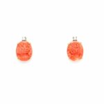 Yellow Gold Coral Cameo Earrings
