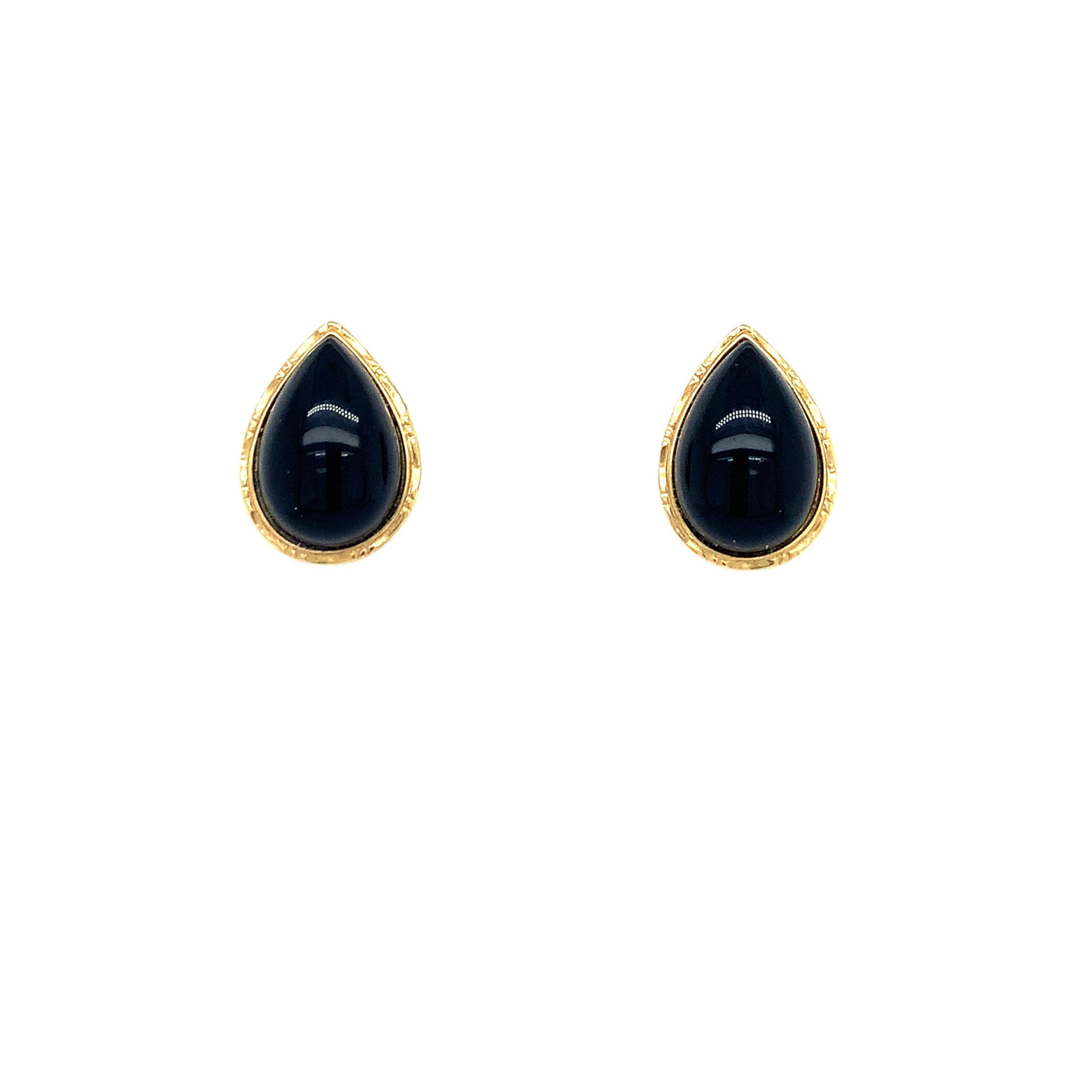 Yellow Gold Onyx Earrings