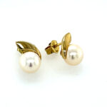 Yellow Gold Pearl Stud Earrings