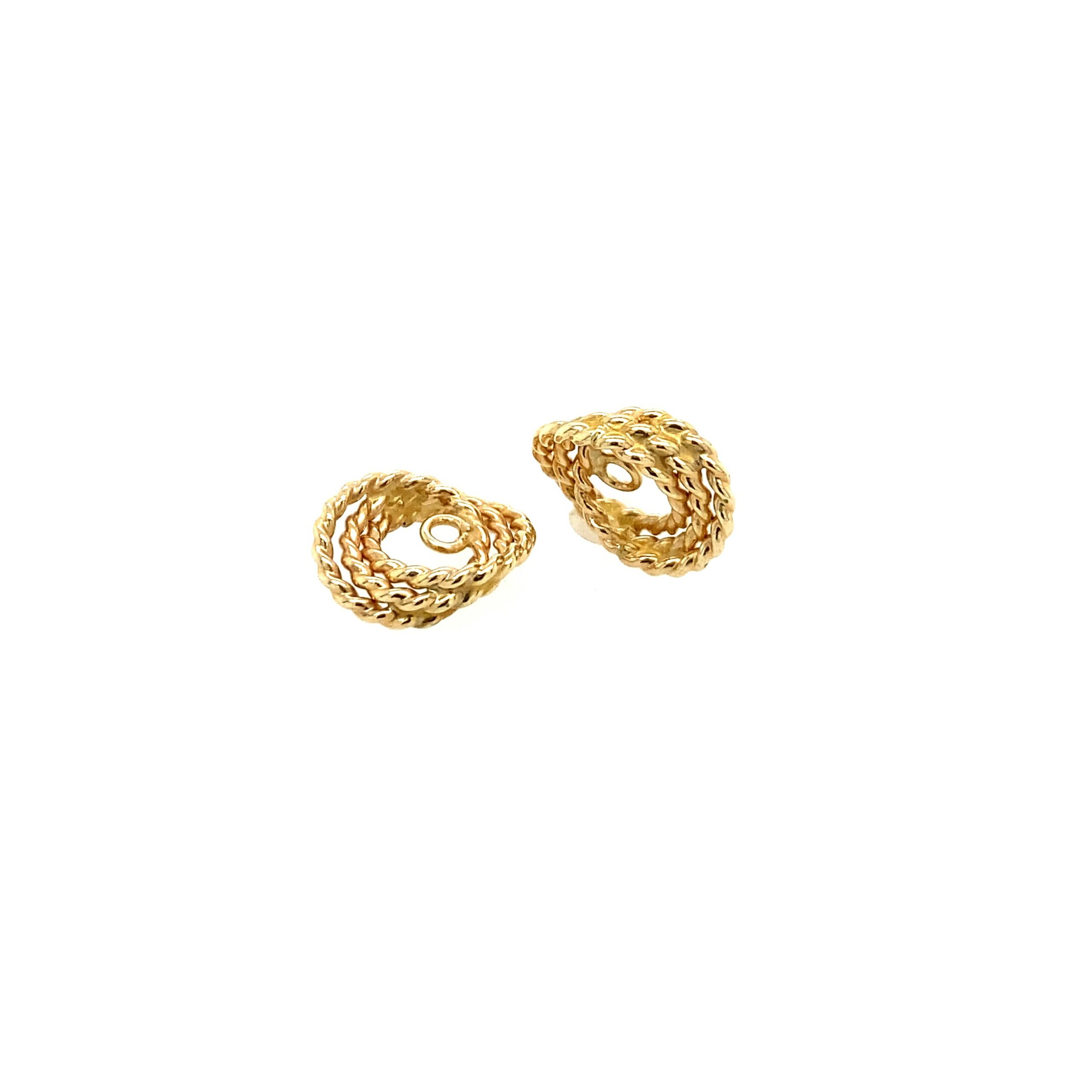 Yellow Gold Rope Twist Earring Jackets
