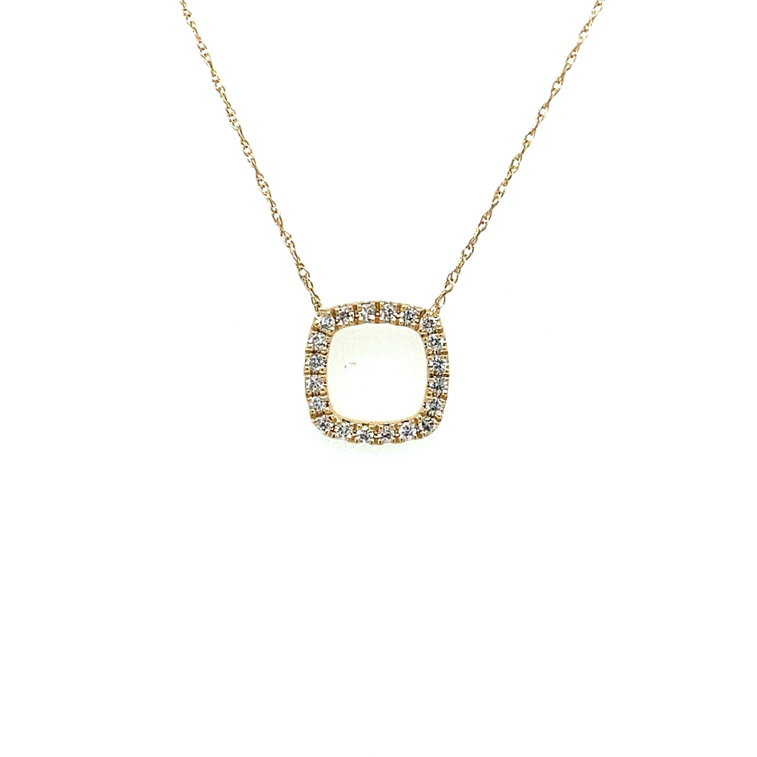 Yellow Gold Square Diamond Necklace