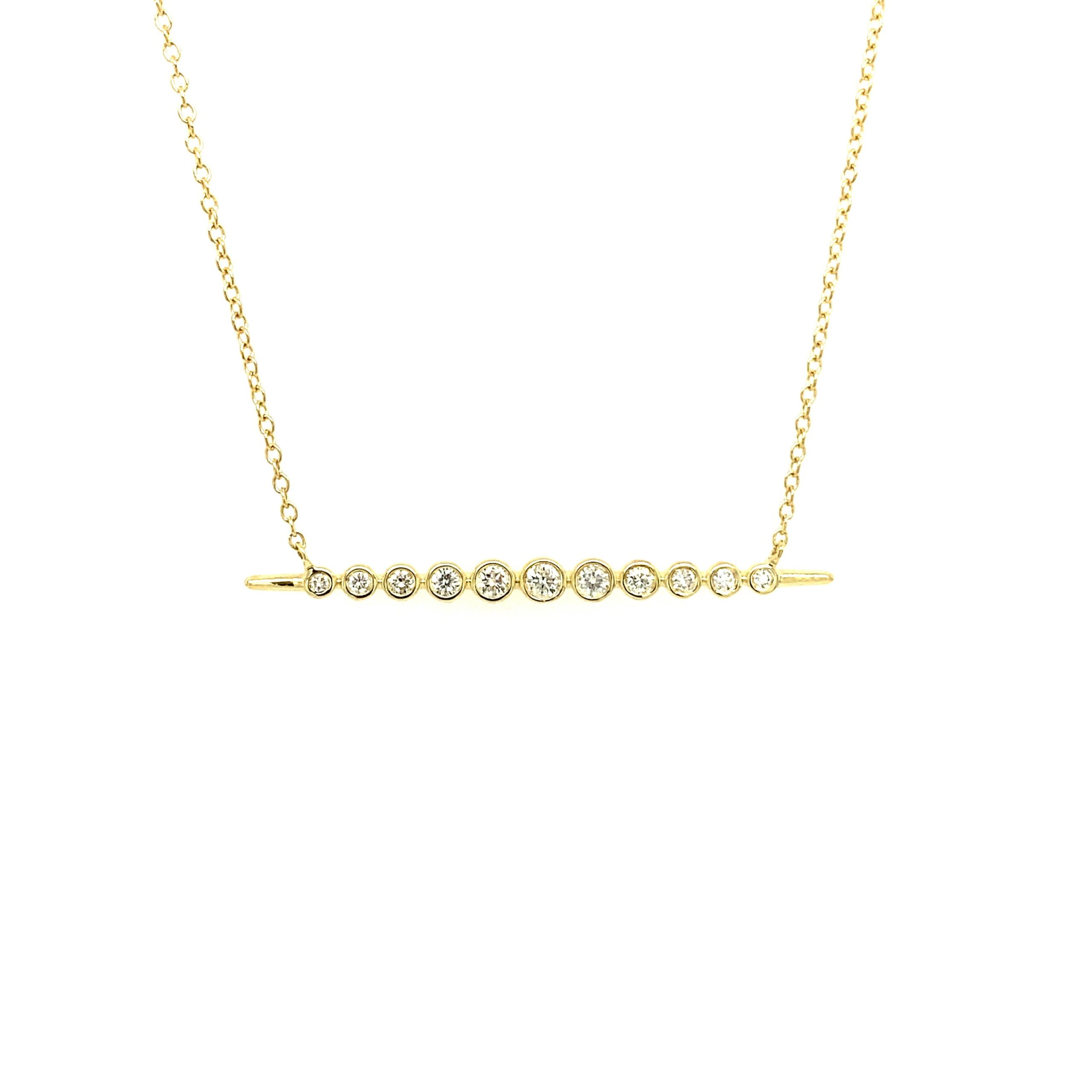 Yellow Gold Diamond Bar Necklace