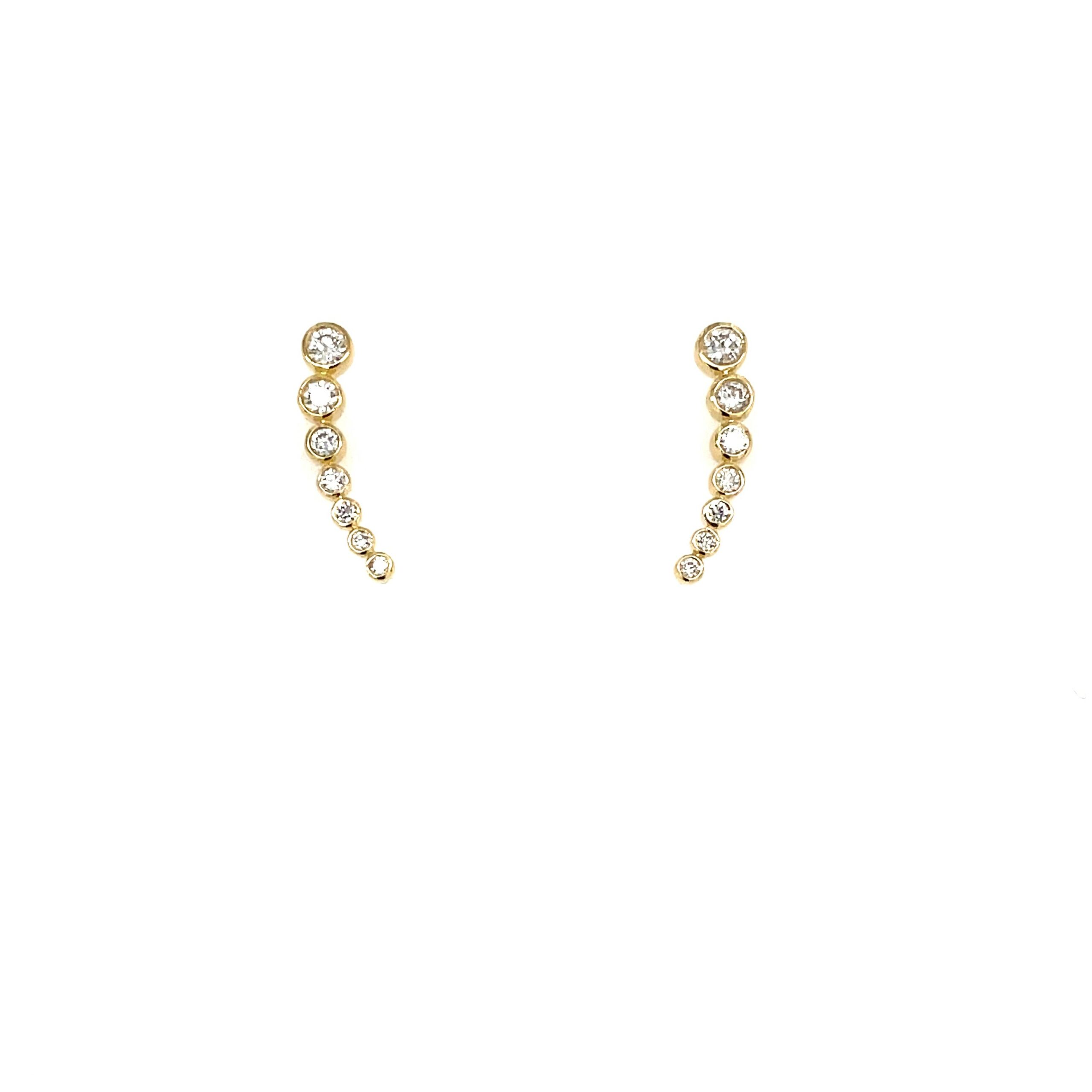 Yellow Gold Diamond Bar Earrings