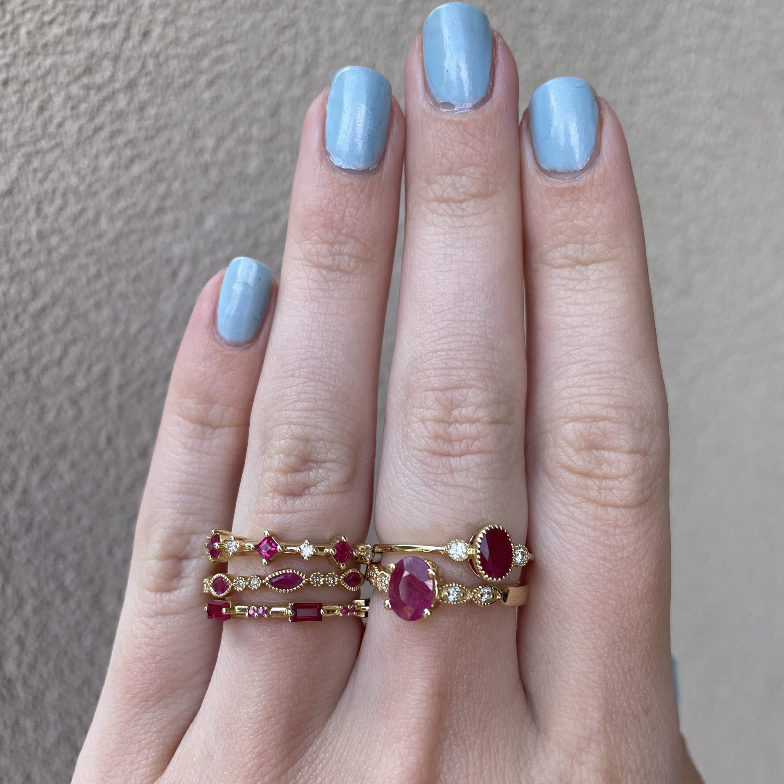 Yellow Gold Ruby Stackable
