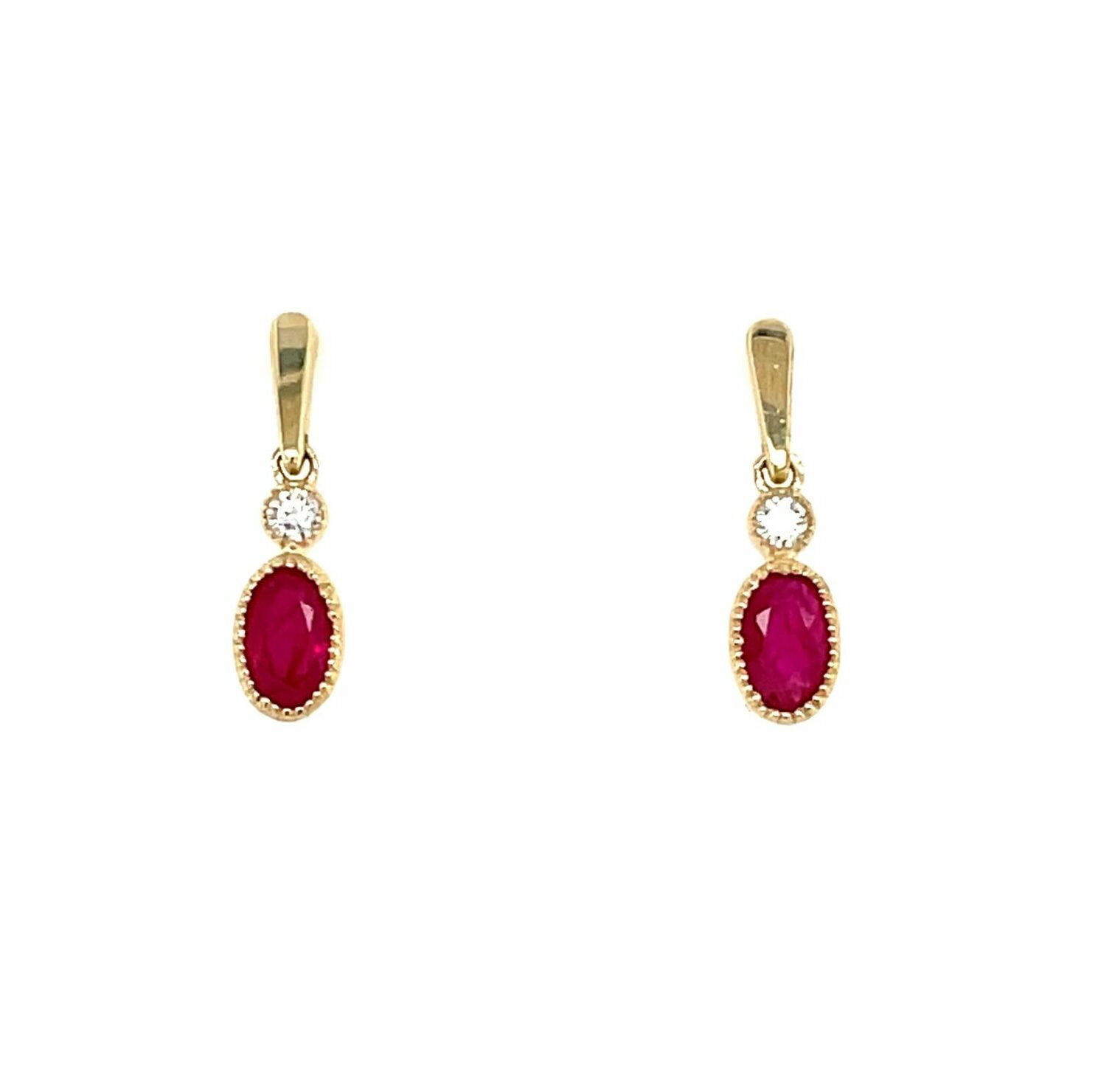 Yellow Gold Ruby Drop Earrings