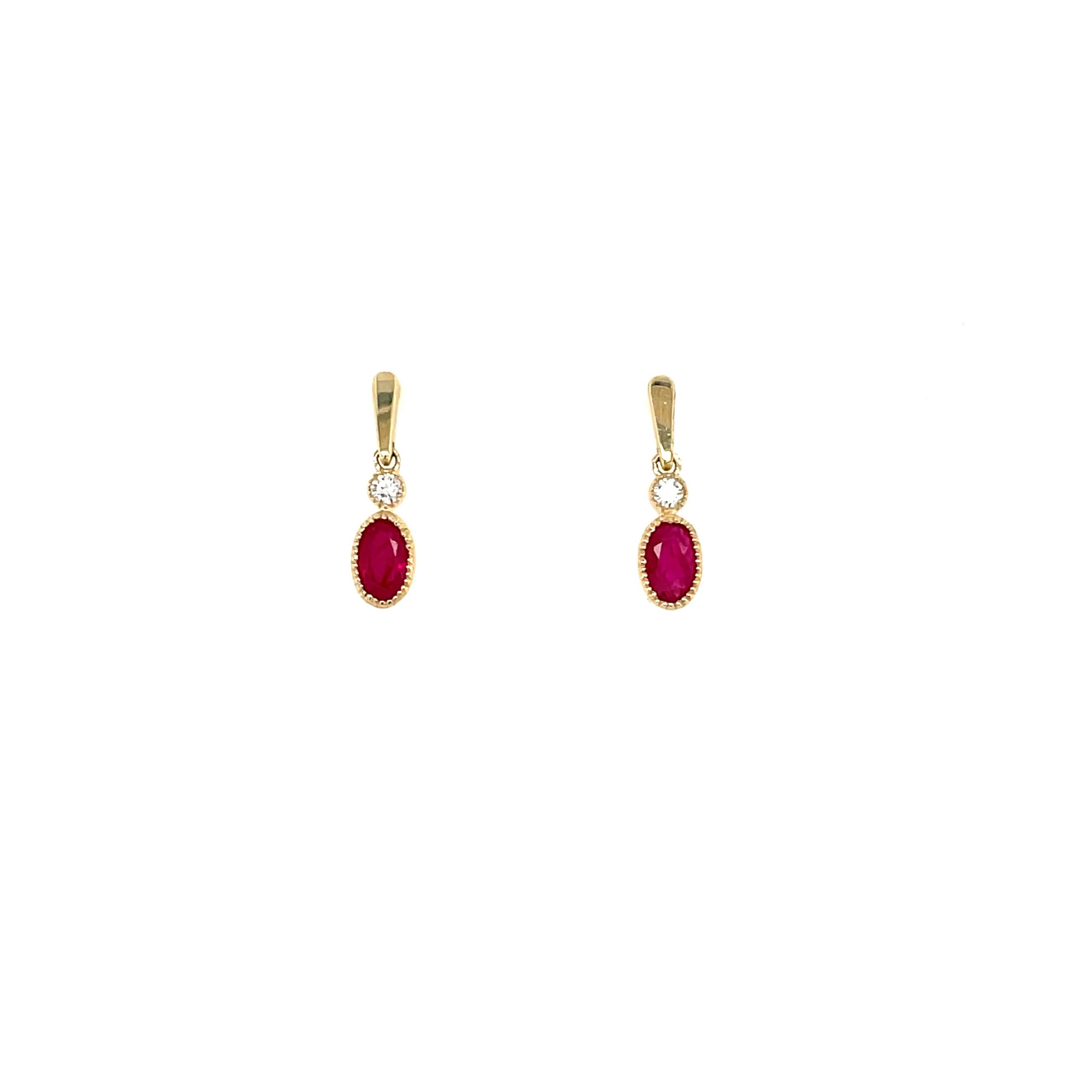 Yellow Gold Ruby Drop Earrings