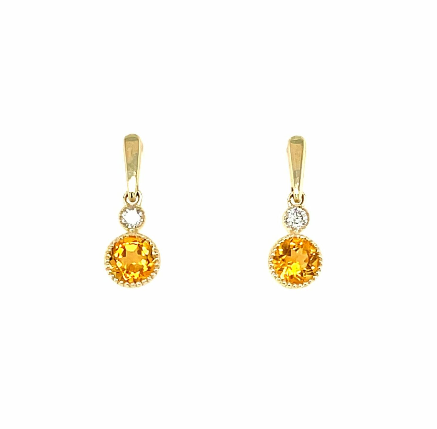 Yellow Gold Drop Citrine Earrings