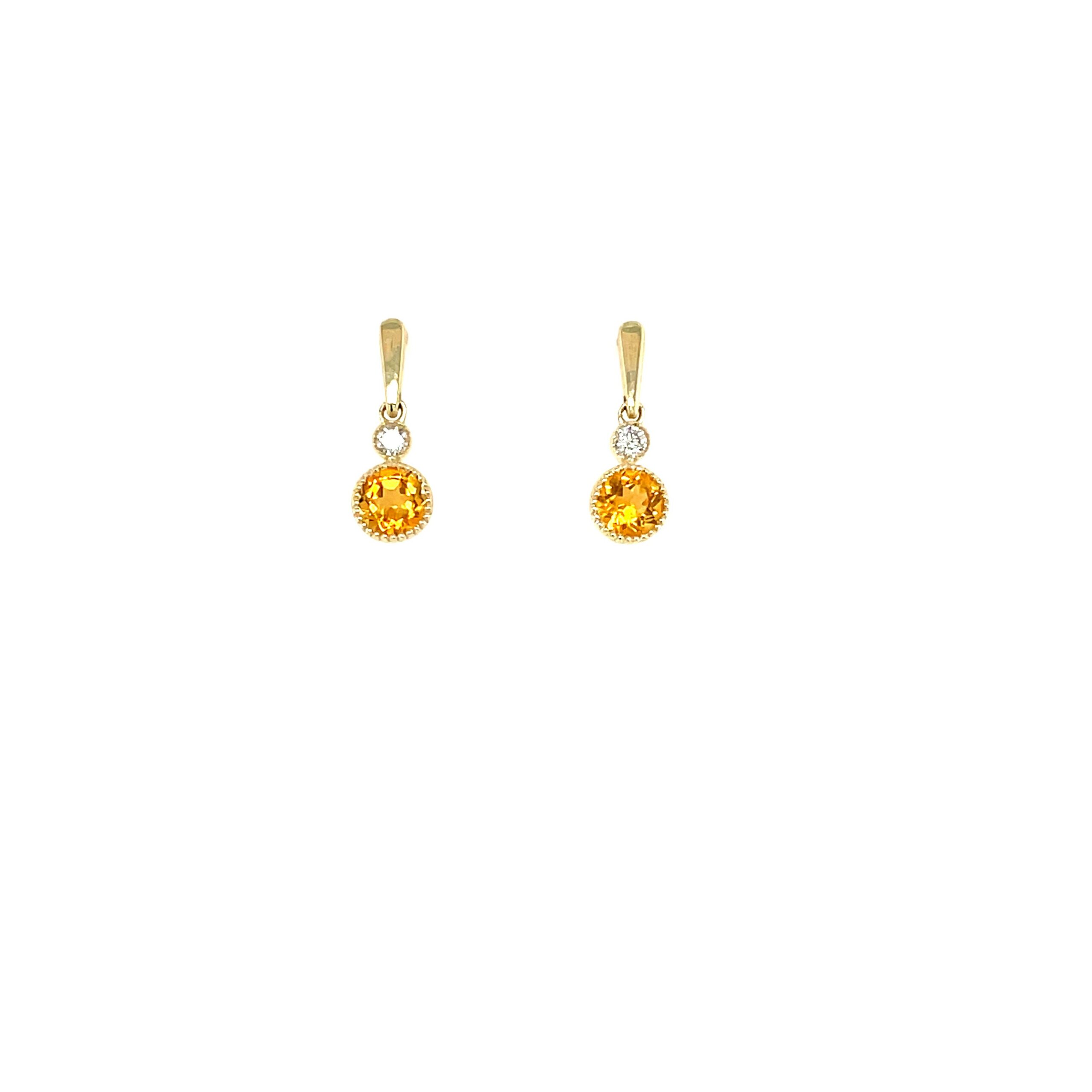Yellow Gold Drop Citrine Earrings