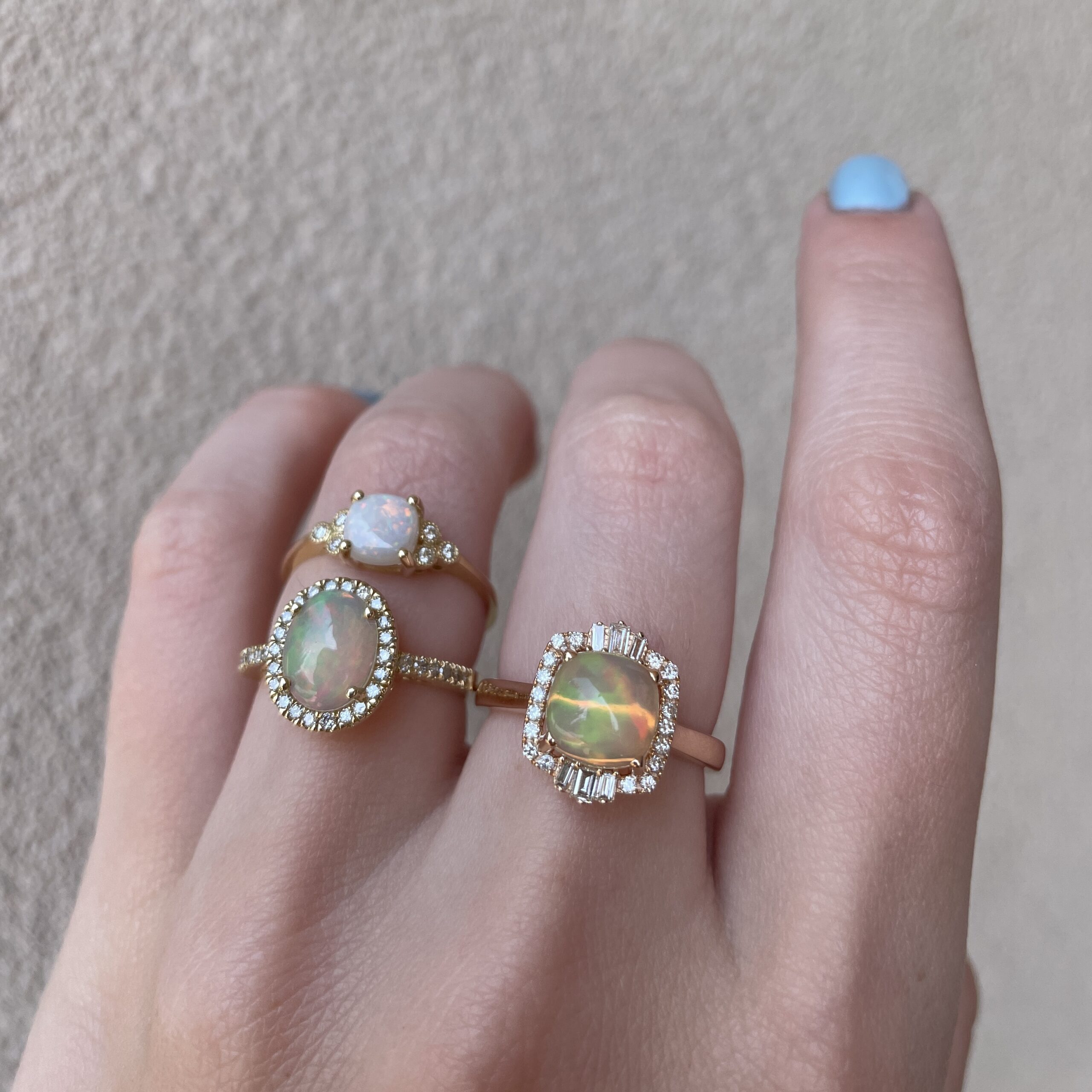 Yellow Gold Opal and Diamond Ring