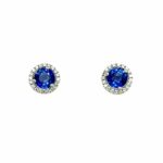 White Gold Sapphire Halo Studs