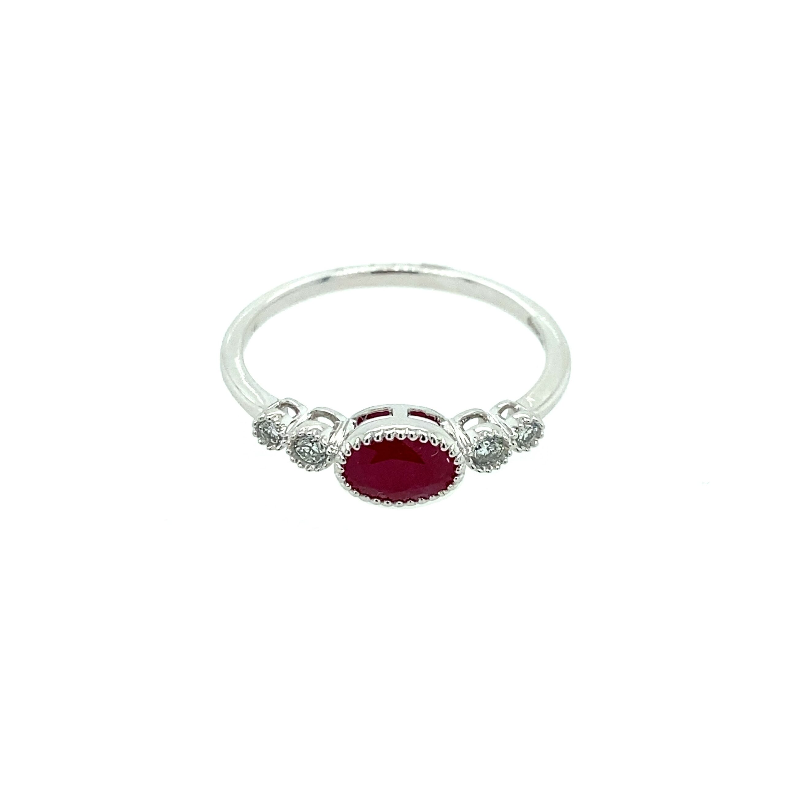 White Gold Ruby & Diamond Ring
