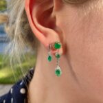 White Gold Emerald Drop Earrings