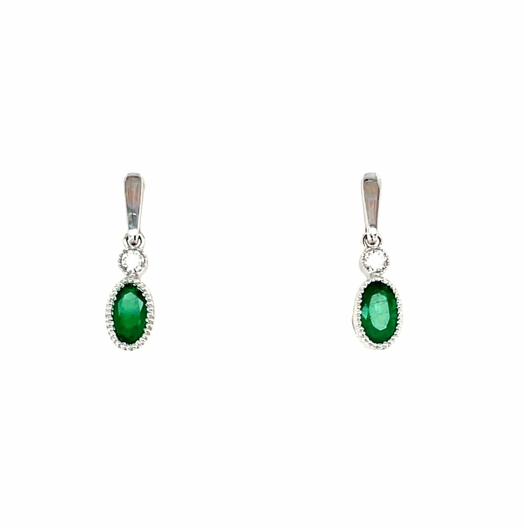 White Gold Emerald Drop Earrings