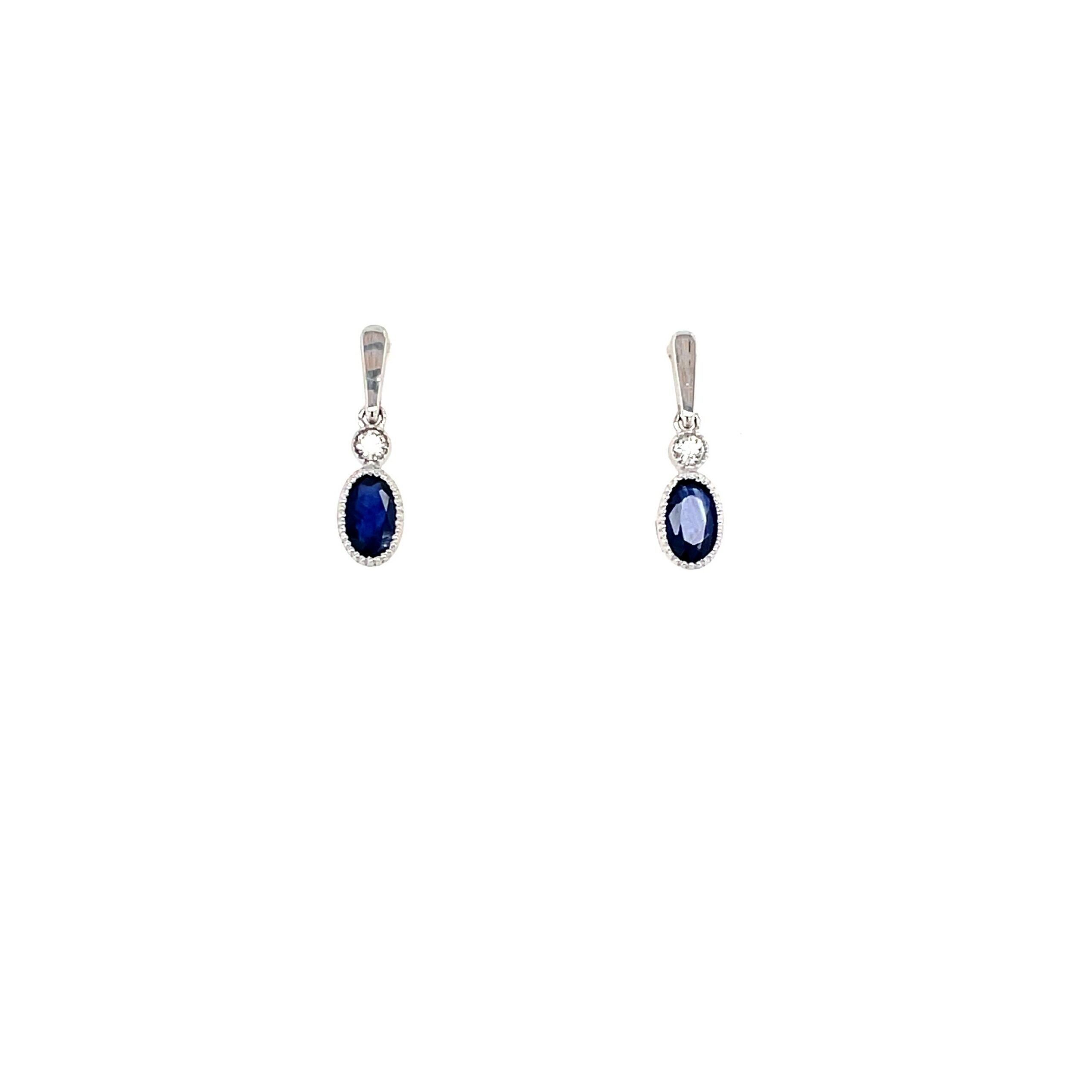 White Gold Sapphire Drop Earrings