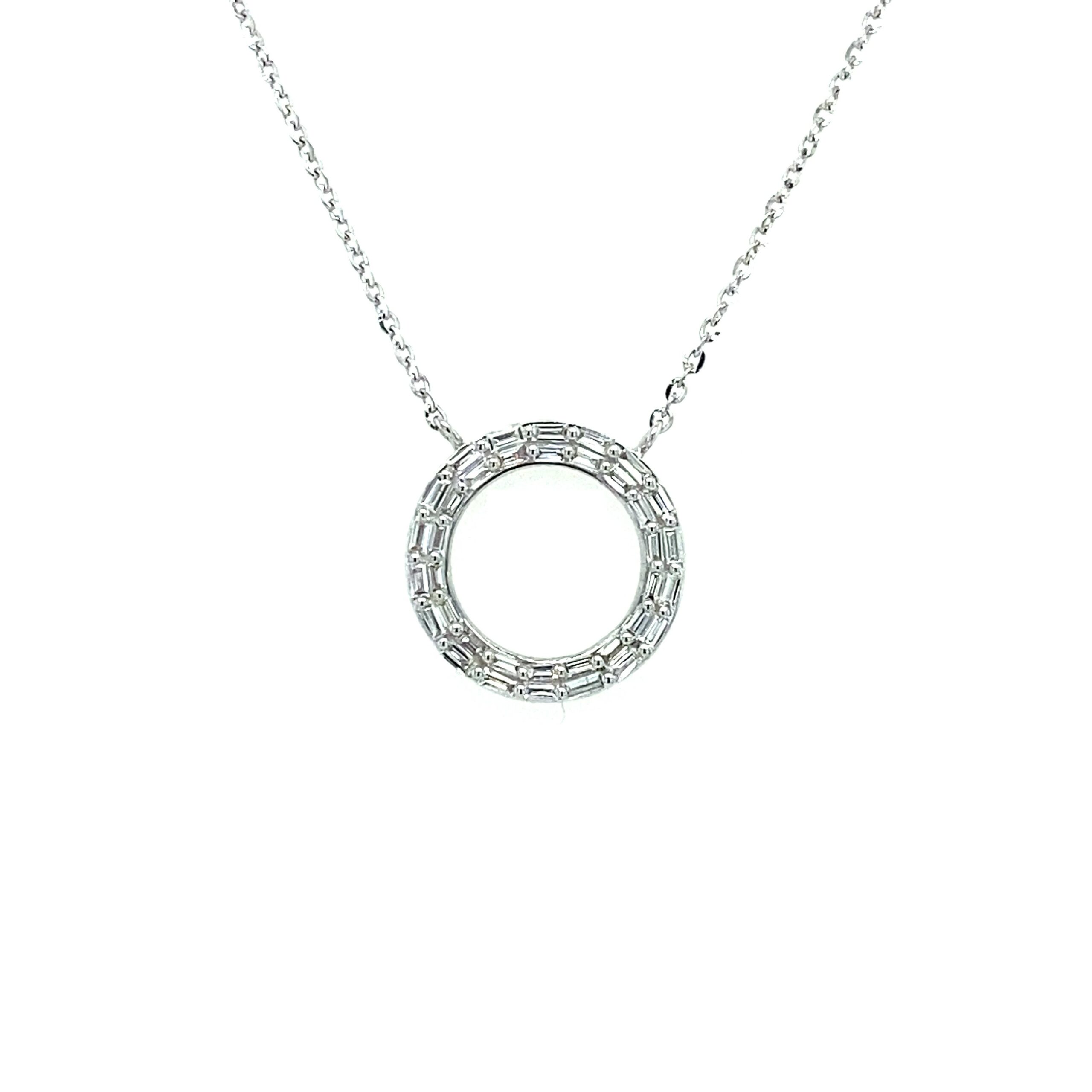 White Gold Halo Diamond Necklace