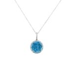 White Gold Daisy Cut Blue Topaz Necklace