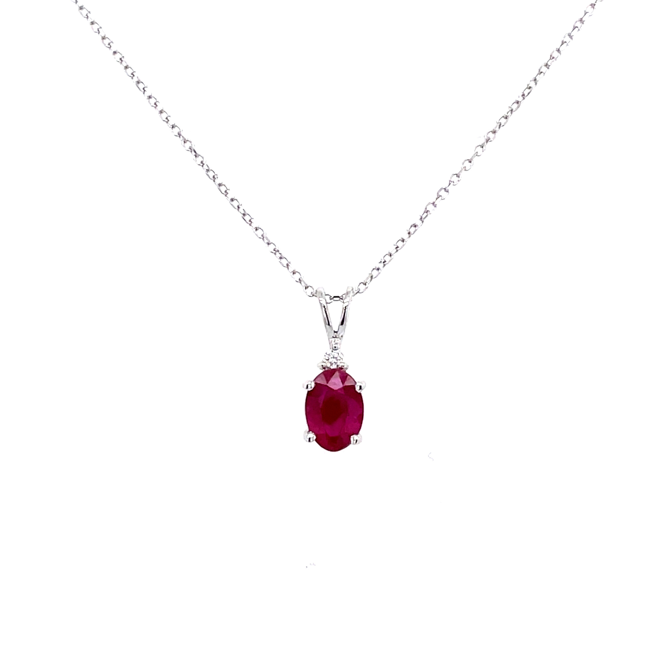 White Gold Oval Ruby Necklace