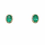Yellow Gold Emerald Halo Stud Earrings