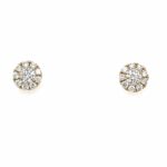 Yellow Gold Diamond Halo Stud Earrings