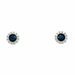 White Gold Sapphire Halo Stud Earrings