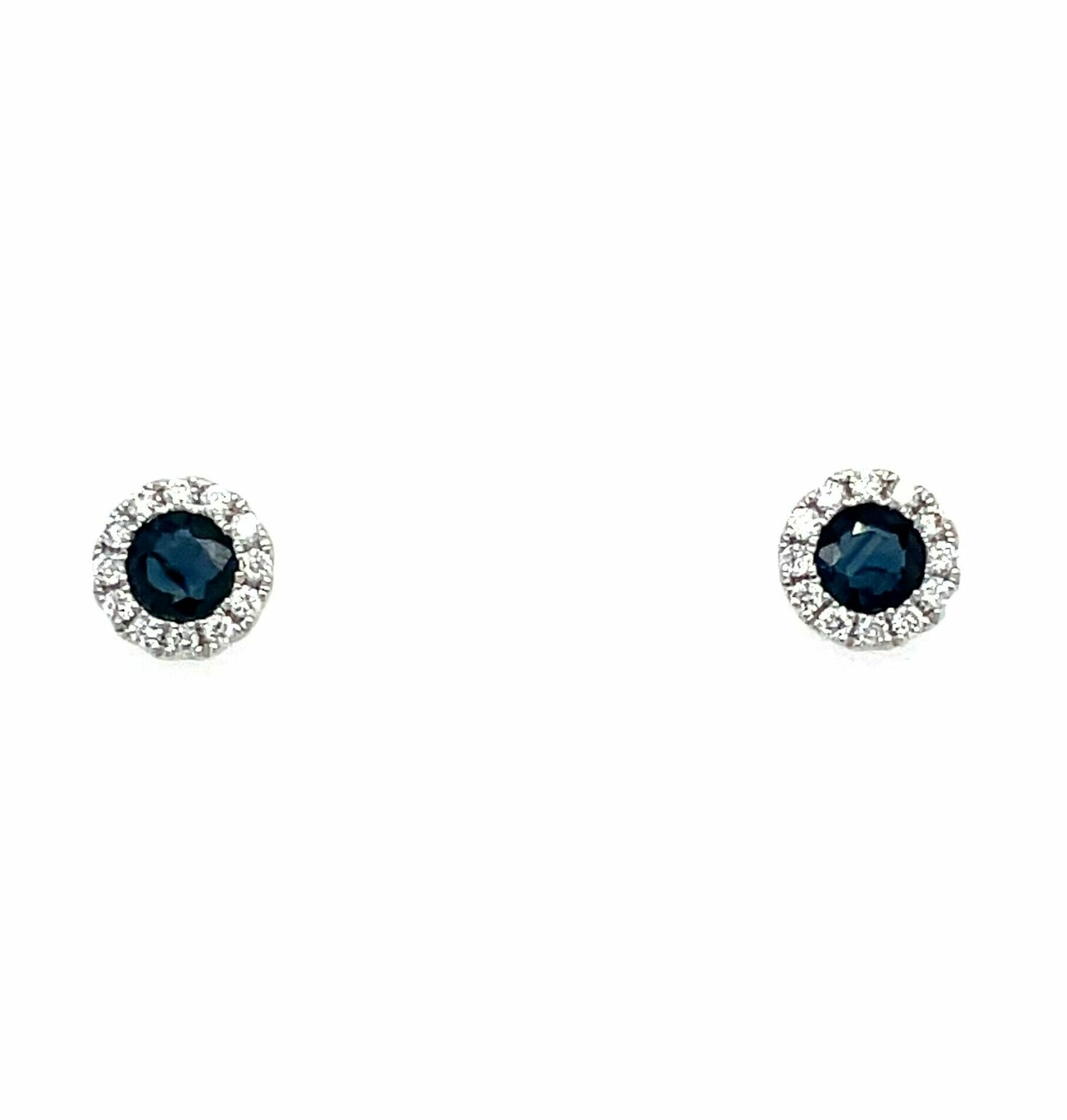 White Gold Sapphire Halo Stud Earrings