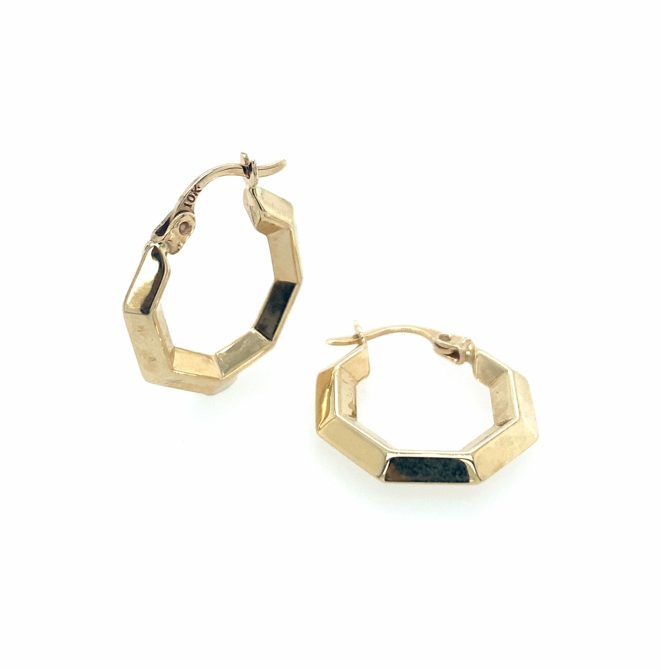 Yellow Gold Octagon Earrings