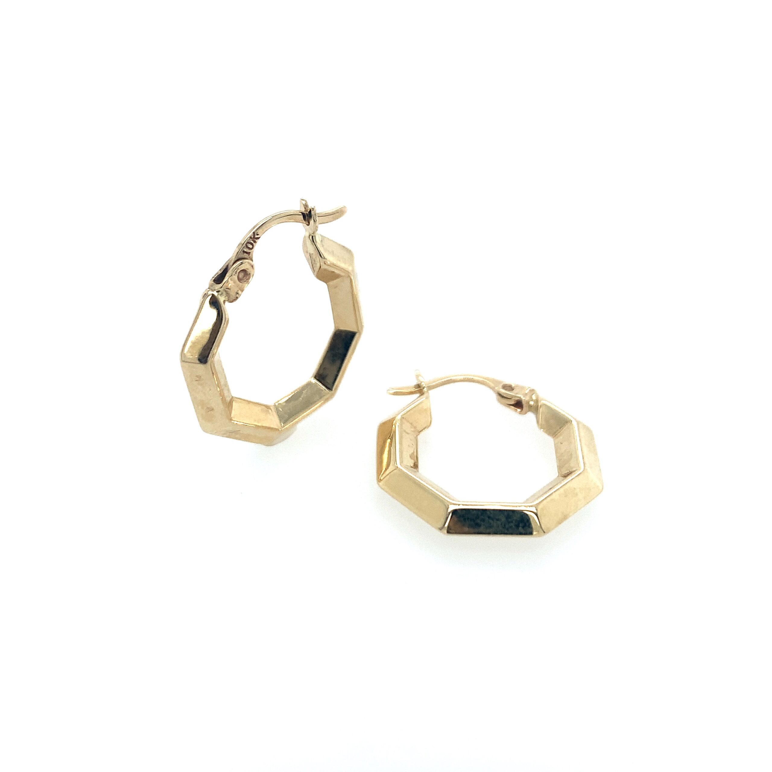 Yellow Gold Octagon Earrings
