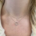 White Gold 3-Stone Diamond Pendant Necklace