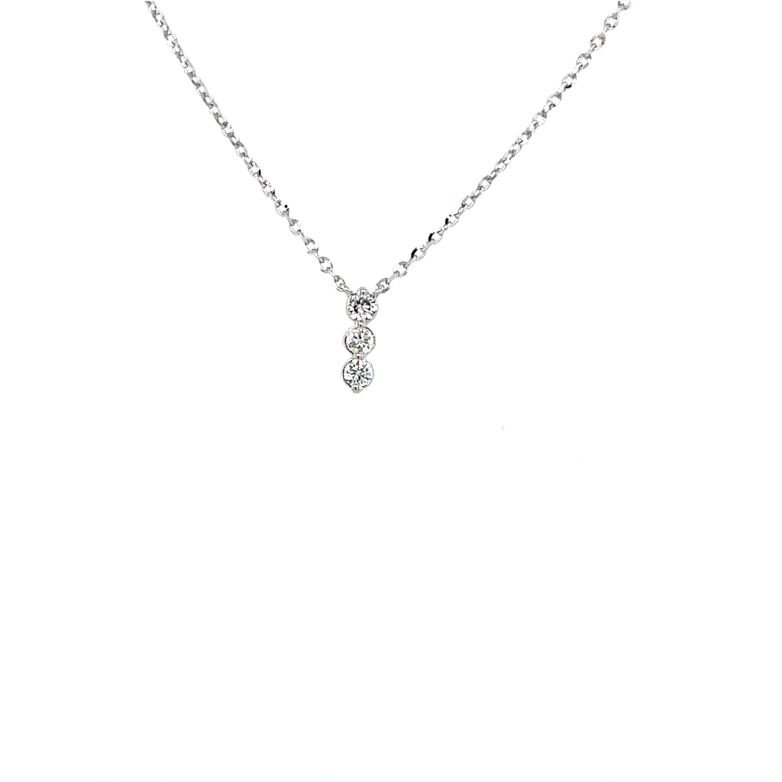 White Gold 3-Stone Diamond Pendant Necklace