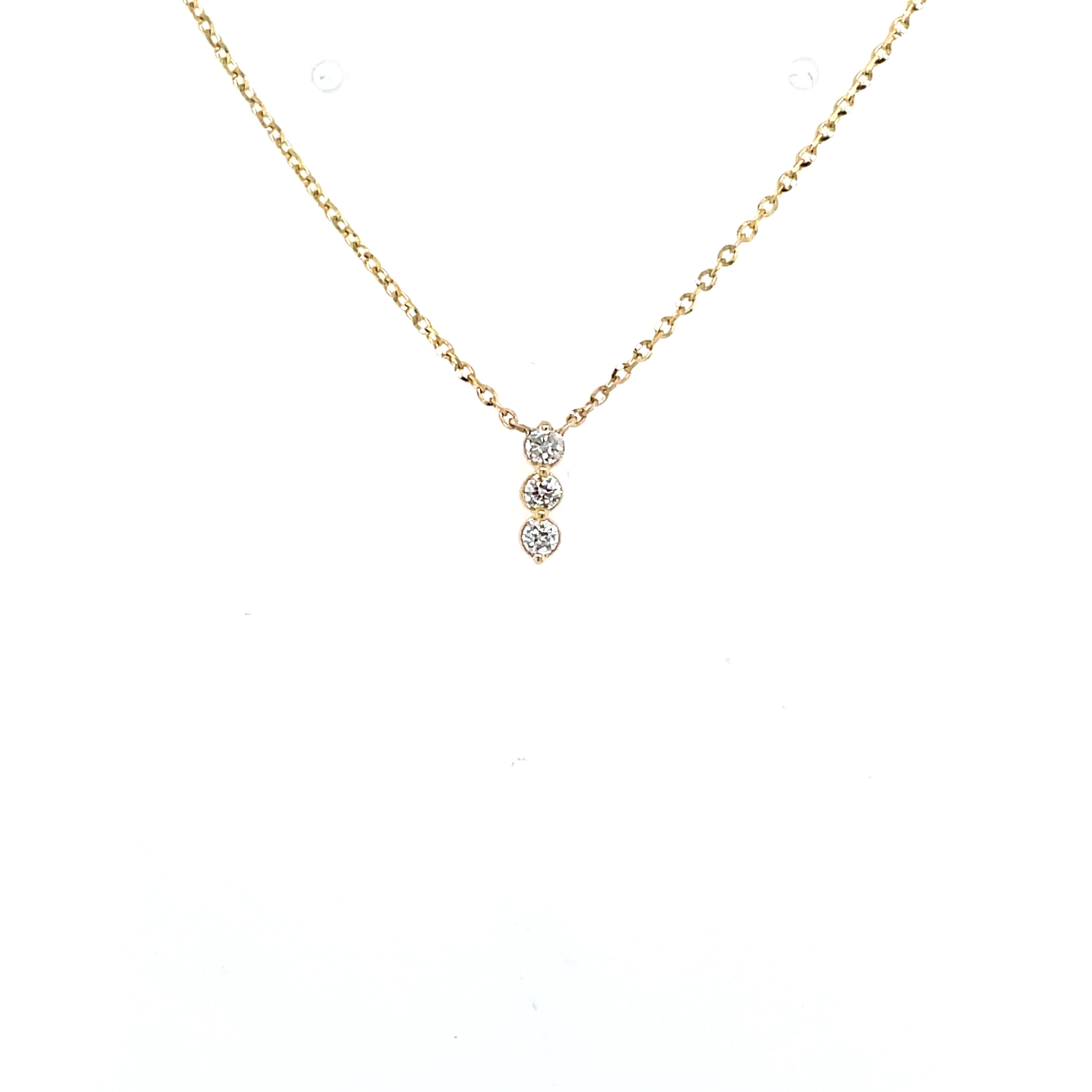 Yellow Gold Three-Stone Diamond Pendant Necklace