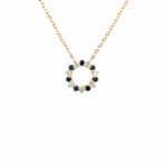 Yellow Gold Circle Sapphire Pendant Necklace
