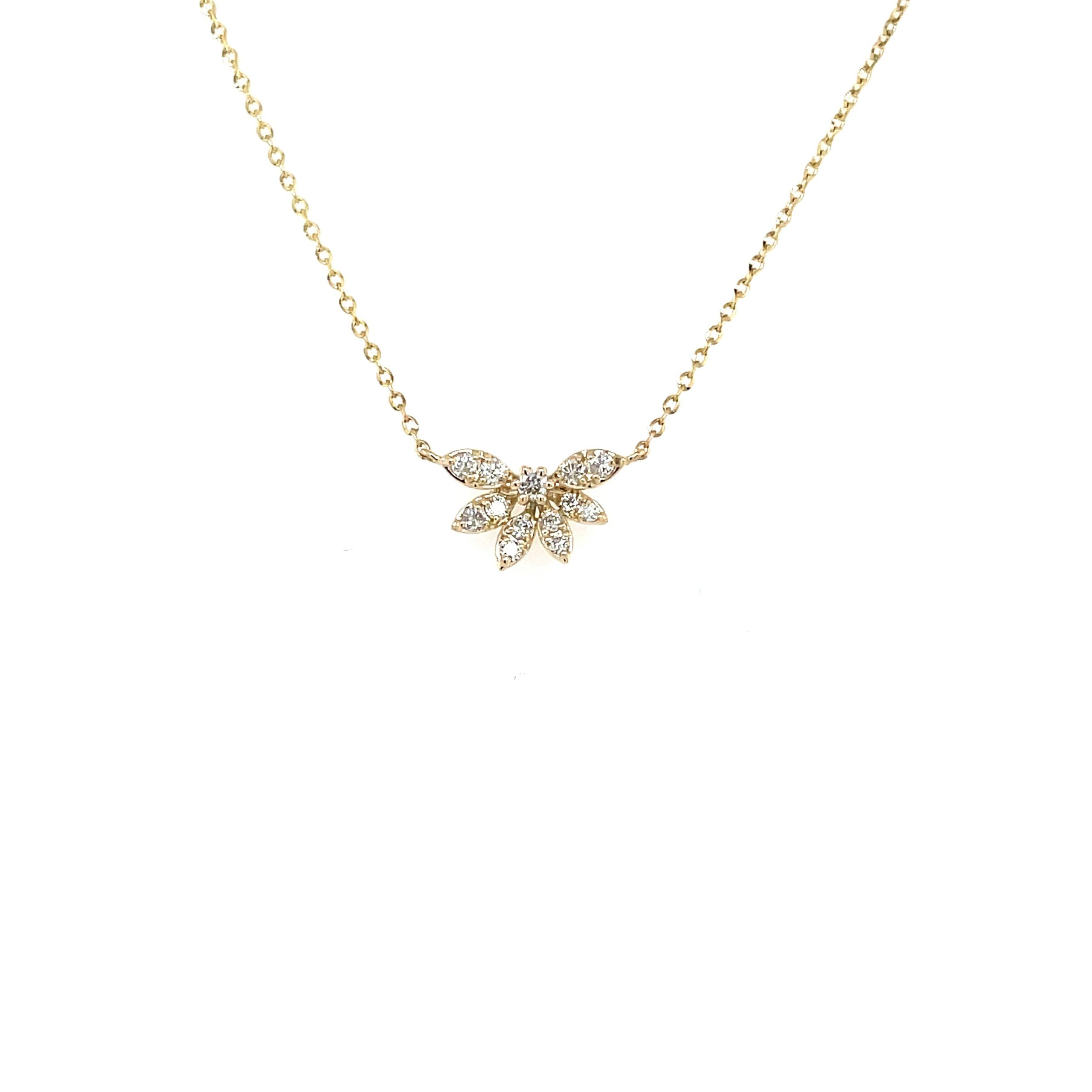 Yellow Gold Half-Flower Diamond Necklace
