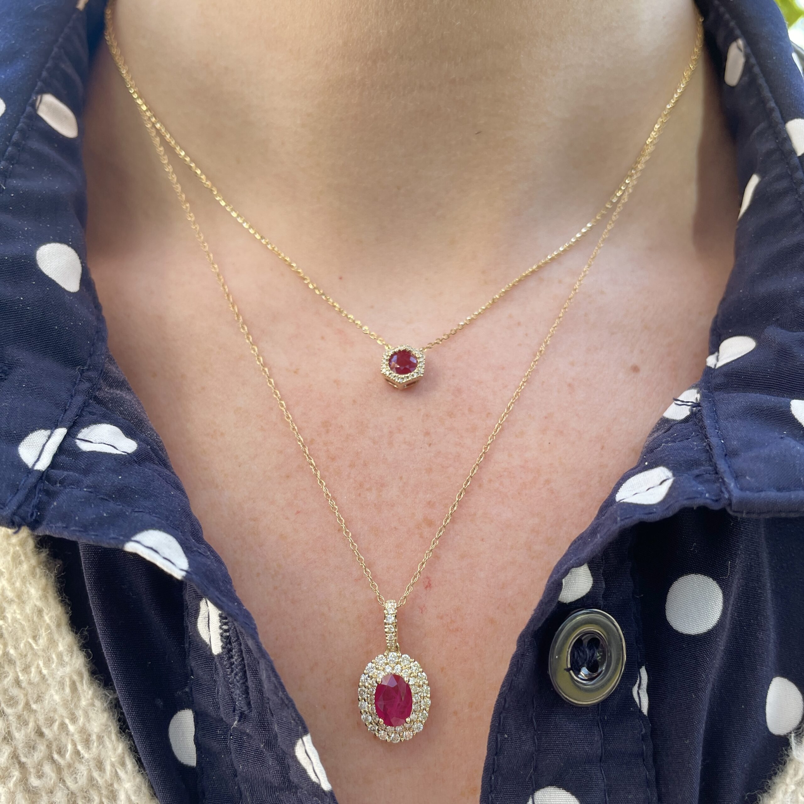 Yellow Gold Oval Ruby Necklace