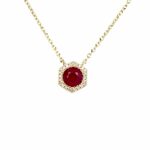 Yellow Gold Hexagon Ruby Necklace