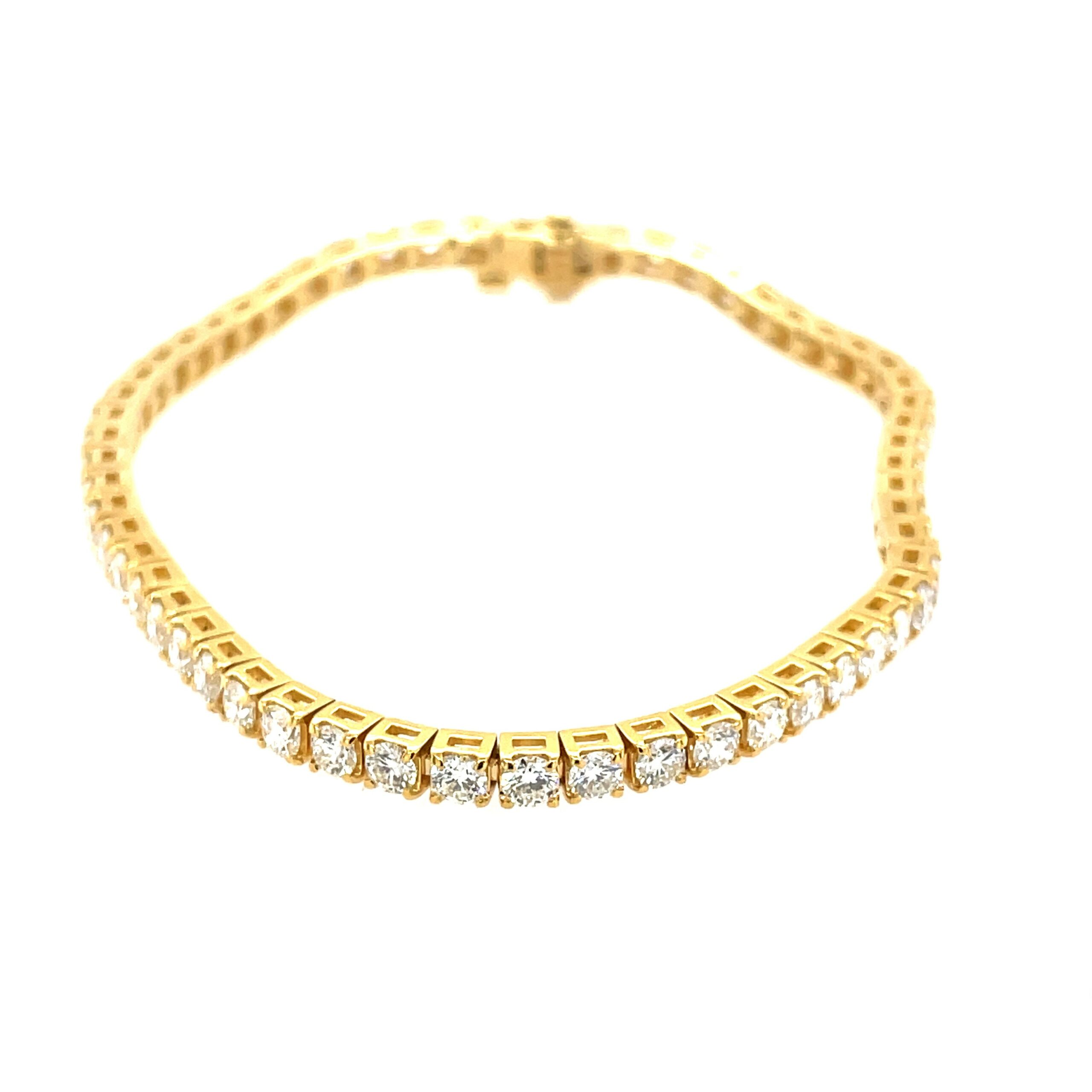 8 Inch Dubai Gems Created Diamond Tennis Bracelet - Yellow Gold Finish, Round Cut
