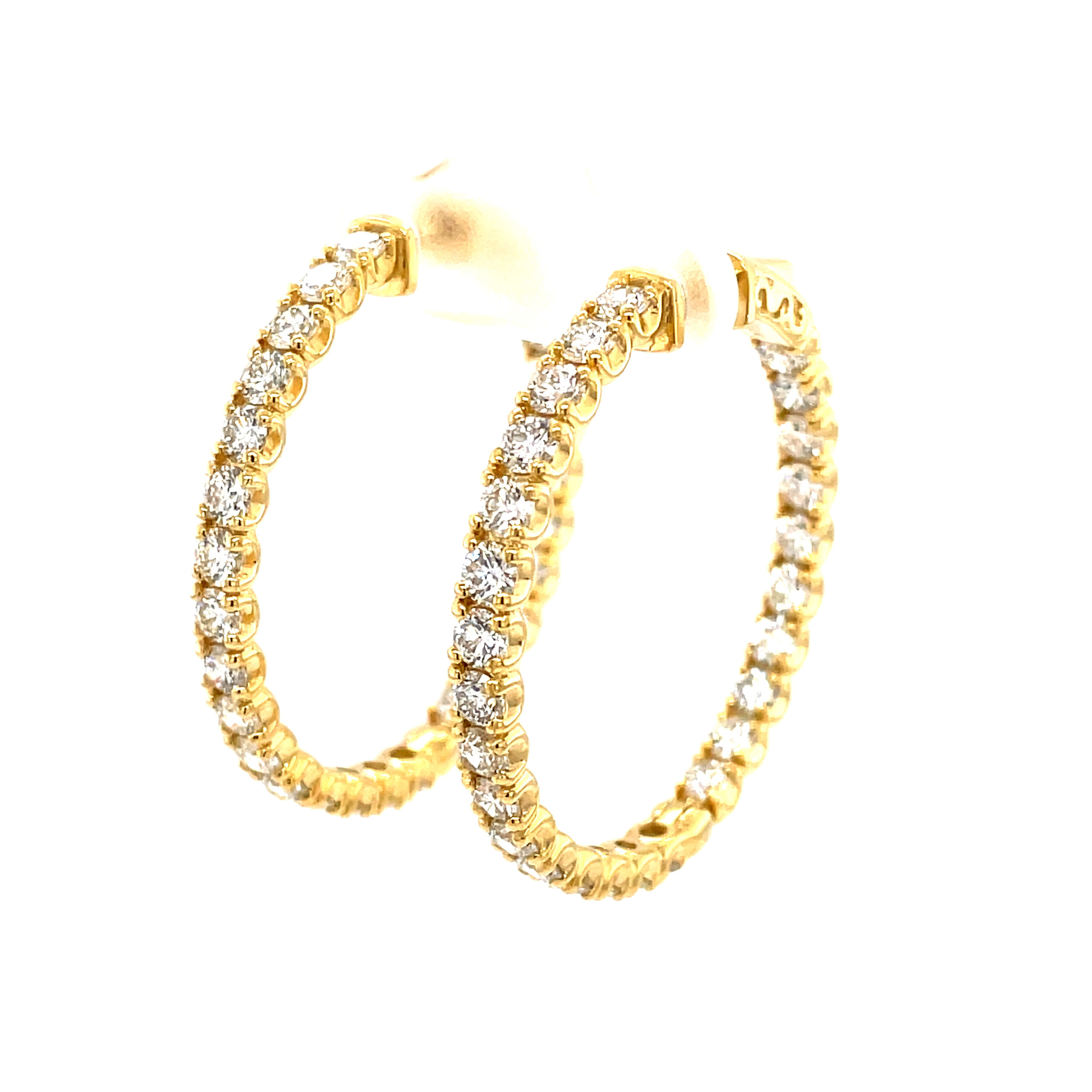Yellow Gold Diamond Hoops
