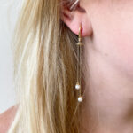 Yellow Gold Bujukan Pearl Dangle Earrings