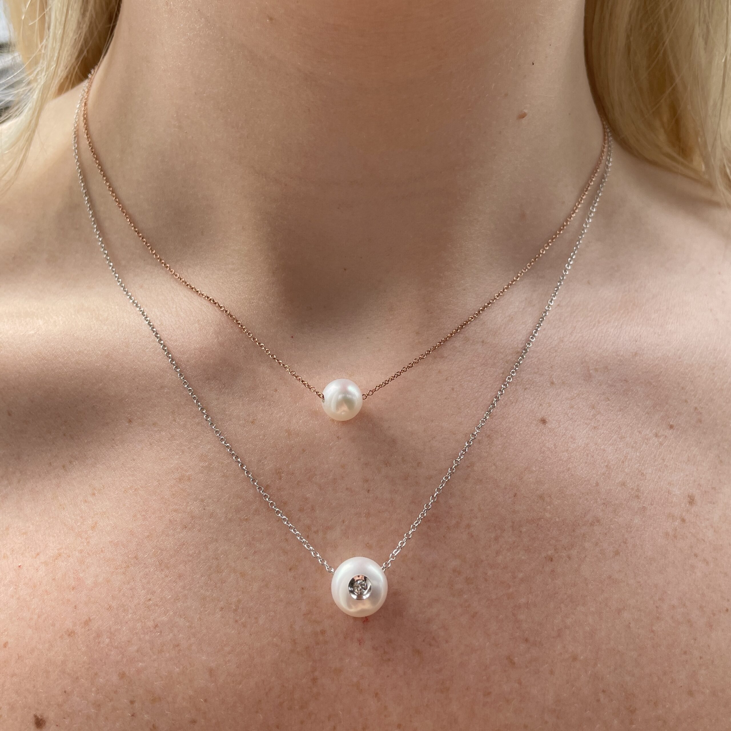 White Gold Freshwater Pearl Pendant Necklace