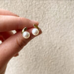 Yellow Gold Pearl Stud Earrings