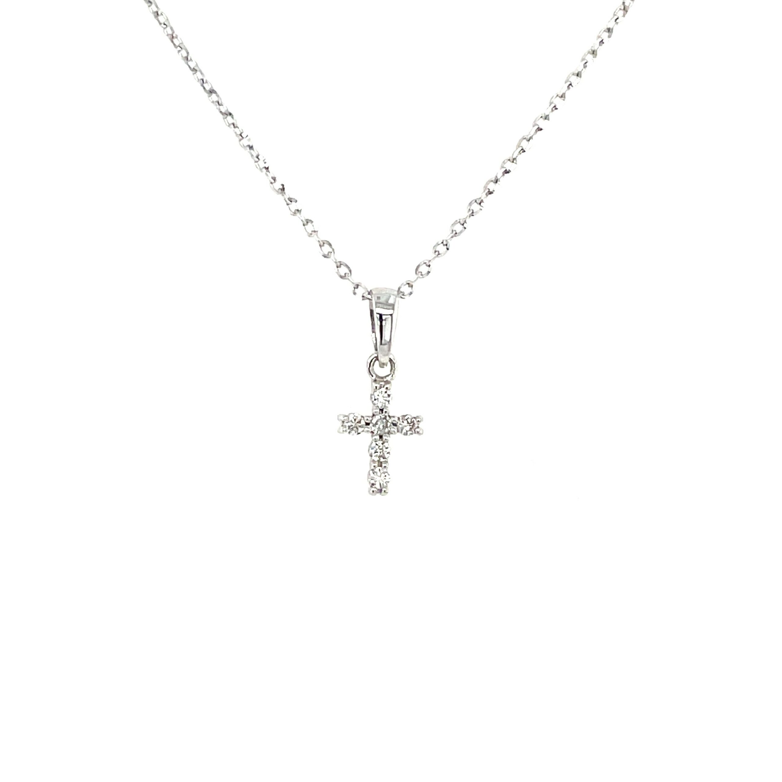 White Gold Diamond Cross Pendant Necklace