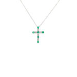 White Gold Emerald Cross Necklace