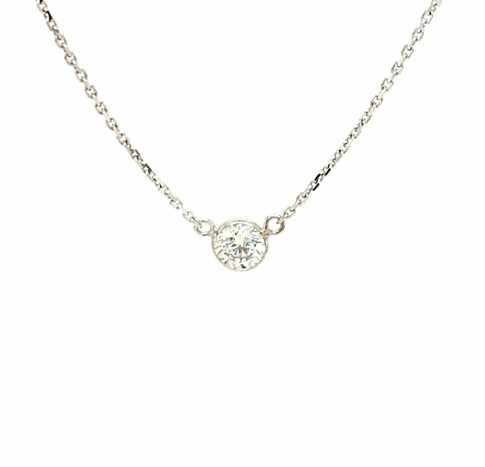 White Gold Bezel-Set Diamond Pendant Necklace