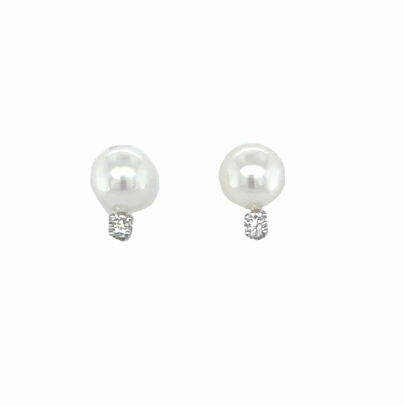 White Gold Freshwater Pearl Stud Earrings