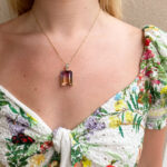 Estate: Yellow Gold Emerald-Cut Ametrine Pendant Necklace