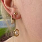 Yellow Gold Dangle Pearl Earrings