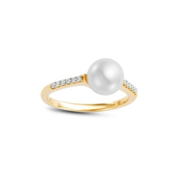 Yellow Gold Halo Pearl Ring