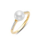 Yellow Gold Halo Pearl Ring